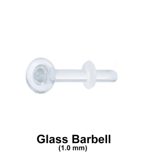 1 mm Glass Piercing Straight Bar with Clear O-ring